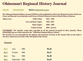 Ohinemuri Regional History Journals Index page