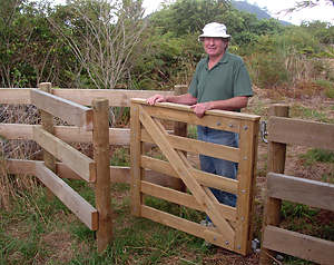Roger on site with the new kissing gate